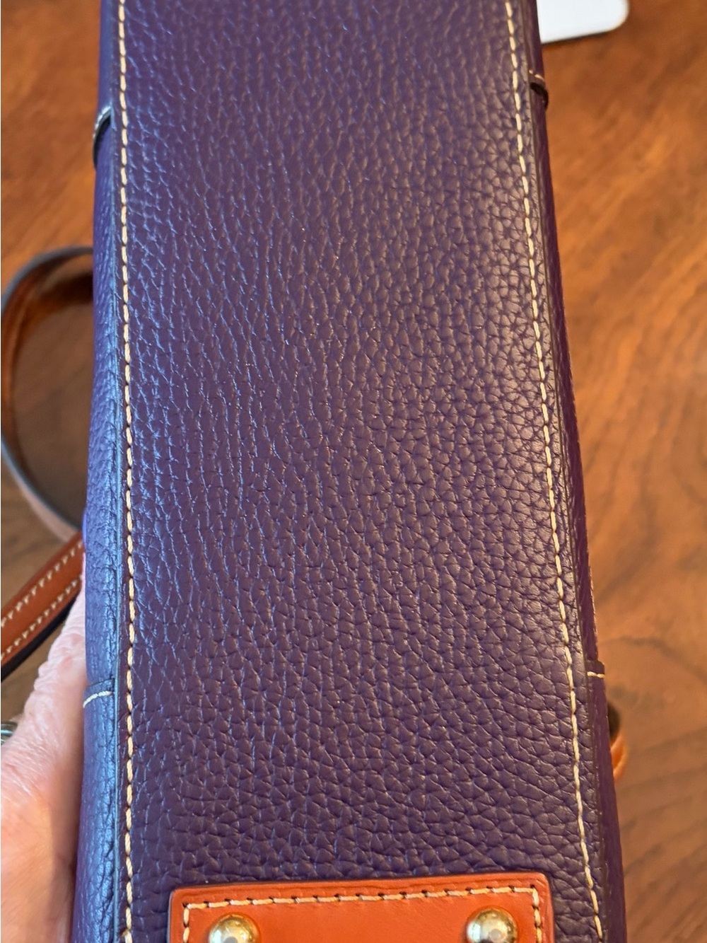Perfectly Purple Dooney & Bourke “Lexington” Leather Tote Pebble Leather - Picture 5 of 10